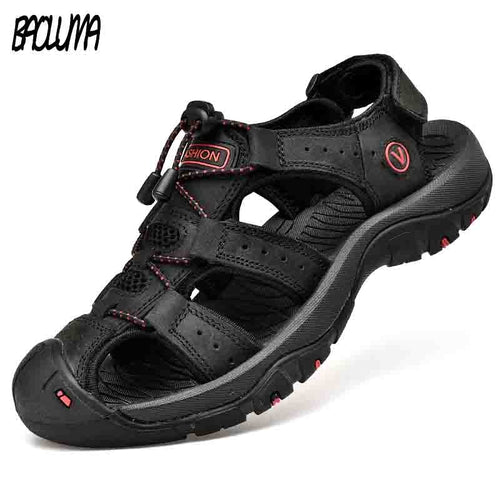 Classic Men's Sandals Summer Soft Sandals Comfortable Men Shoes Genuine Leather Sandals Big Size Soft Outdoor Men Roman Sandals