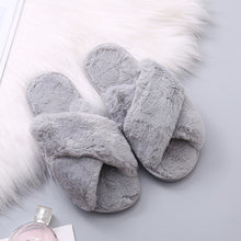 Load image into Gallery viewer, Winter Women House Slippers Faux Fur Fashion Warm Shoes Woman Slip on Flats Female Slides Black Pink cozy home  furry slippers