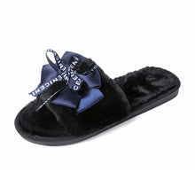 Load image into Gallery viewer, Winter Women House Slippers Faux Fur Fashion Warm Shoes Woman Slip on Flats Female Slides Black Pink cozy home  furry slippers